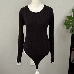 Wild Fable Open Back Long Sleeve Black Bodysuit